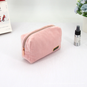 Fashion Style Luxury Suede Velvet Beauty Makeup Bag With Zipper Faux Fur Cosmetic Bag